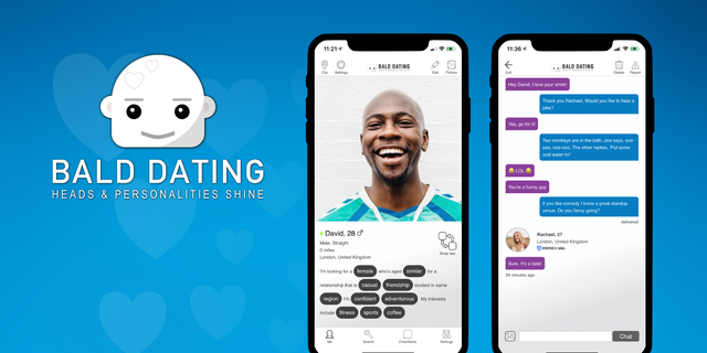 A new dating app called Bald Dating is catering to singles without hair. (DMCUBED LTD). 