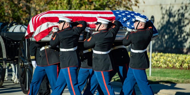 Medal of Honor recipient Marine Pfc. Bruce Carter was buried at Arlington National Cemetery on Wednesday.