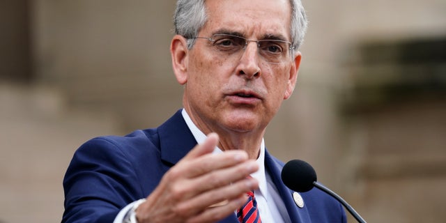 Georgia Secretary of State Brad Raffensperger speaks during a press conference Wednesday, November 11, 2020 in Atlanta.  Georgia election officials have announced an audit of the presidential election results that will trigger a full manual recount.  (AP Photo / Brynn Anderson)