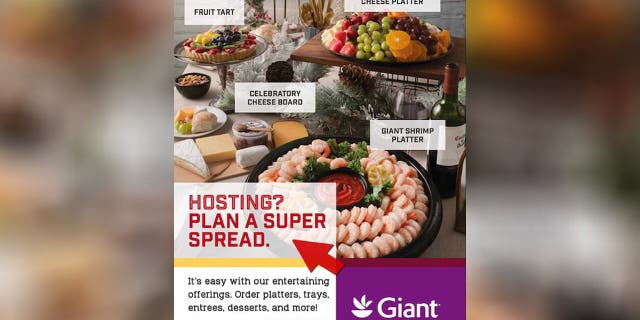 "Hosting? Plan a super spread,” the tone-deaf flyer read, featuring platters of shrimp cocktail, cheese and a fruit tart.