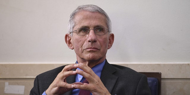 Anthony Fauci, director of the National Institute of Allergy and Infectious Diseases, attends a Coronavirus Task Force news conference at the White House in Washington, D.C., U.S., on Friday, April 10, 2020. The United States’ pledge to maintain ties with the WHO, by Dr. Anthony Fauci following the inauguration of President Biden Wednesday, was met with deep gratitude by the head of the United Nations' health agency.<br>
(Kevin Dietsch/UPI/Bloomberg via Getty Images)