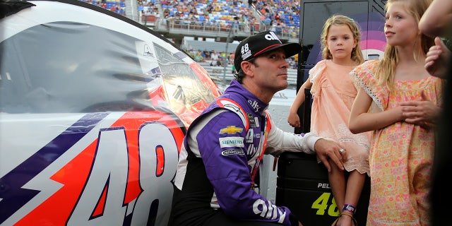 Johnson's daughters were at the track at Darlington in 2019, but haven't been able to join him in recent weeks due to coronavirus precautions.