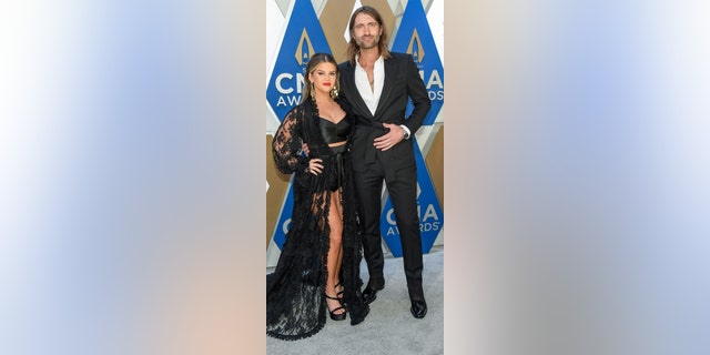 Maren Morris and Ryan Hurd attend the 54th annual CMA Awards at the Music City Center on November 11, 2020, in Nashville, Tennessee.