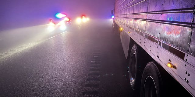 Foggy conditions are seen along Highway 99 in Butte County, Calif., after a multi-vehicle crash early Saturday. (California Highway Patrol-Oroville)