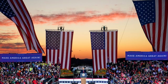 Trump addresses the crowd at his rally in Butler, Pa.