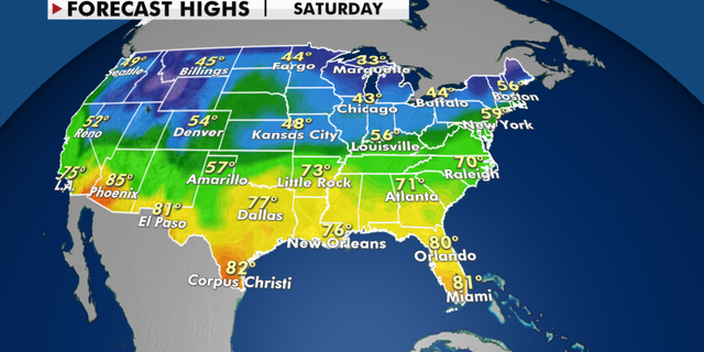 Quiet weekend with rain, mild weather for much of country 3 Quiet weekend with rain, mild weather for much of country - thumbnail USA 5DayHighMorph2.pngnov20