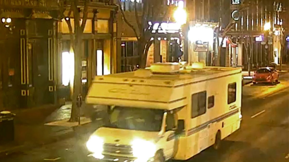 Surveillance footage showing the RV involved in the explosion.