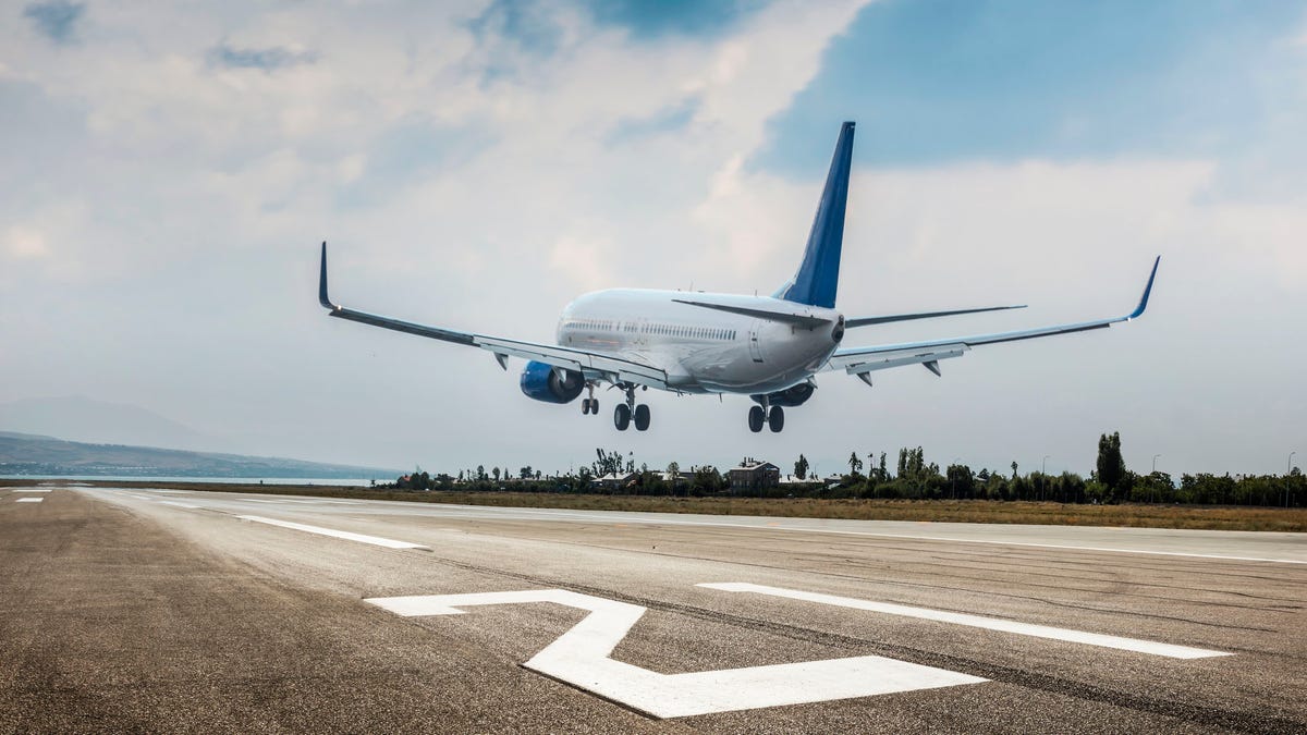 Passenger airplane landing