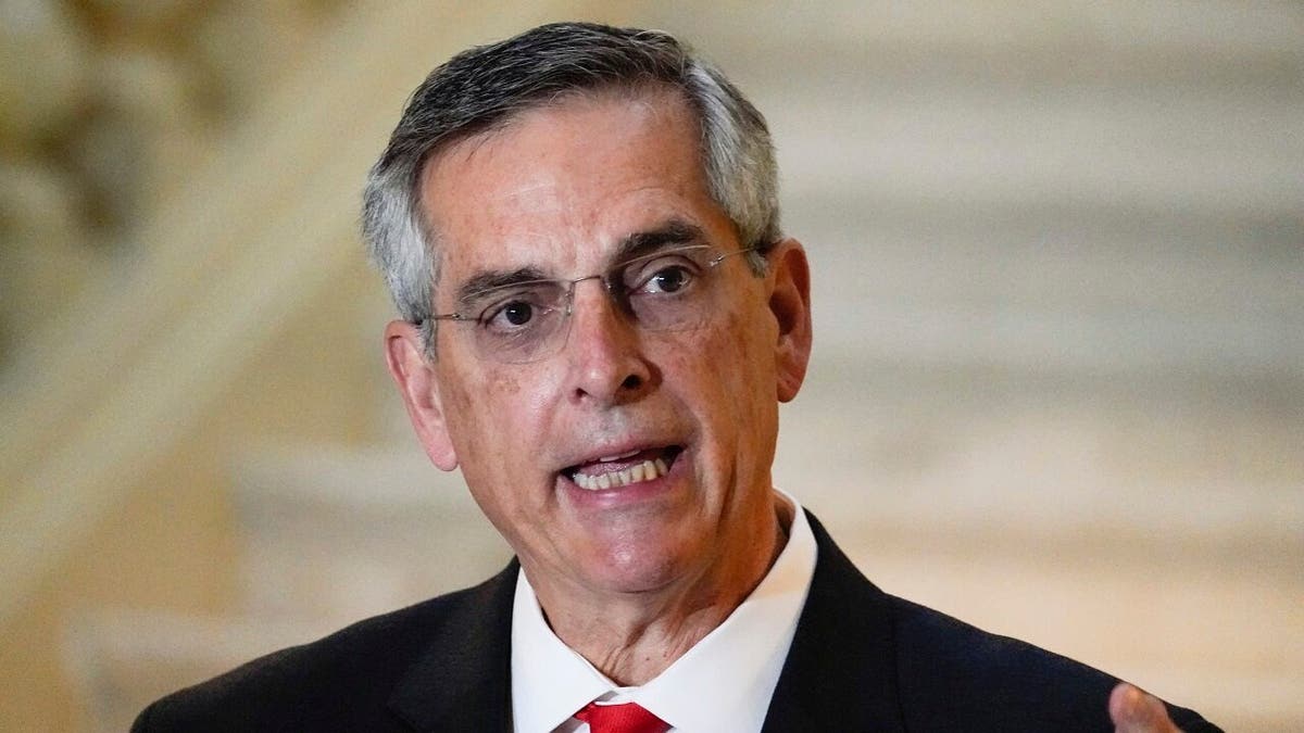 Georgia Secretary of State Brad Raffensperger speaks during a news conference on Monday, Nov. 30, 2020, in Atlanta. (AP Photo/Brynn Anderson)