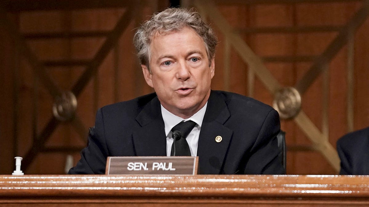 Sen. Rand Paul, R-Ky., asks questions during a Senate Homeland Security &amp; Governmental Affairs Committee hearing to discuss election security and the 2020 election process on Wednesday, Dec. 16, 2020, on Capitol Hill in Washington. (Greg Nash/Pool via AP)