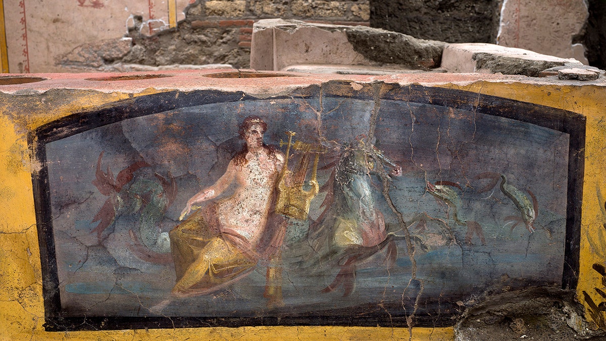 An undated photo made available by the Pompeii Archeological park press office shows the thermopolium in the Pompeii archeological park, near Naples, Italy. (Luigi Spina/Parco Archeologico di Pompei via AP)