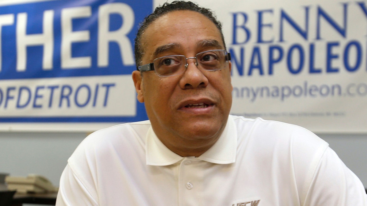 Wayne County Sheriff Benny Napoleon during an interview with Reuters at his campaign headquarters in Detroit, Mich., in 2013.