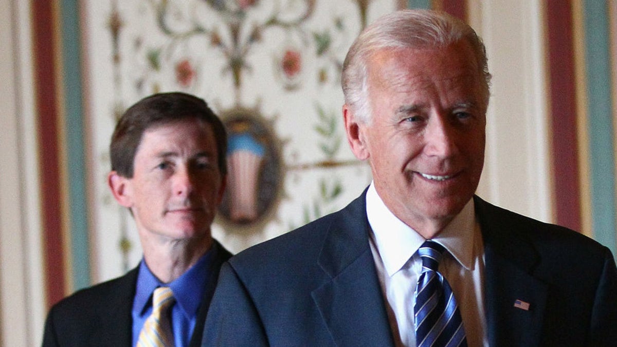 WASHINGTON, DC - JUNE 22, 2011: U.S. Vice President Joseph Biden (C) arrives for a meeting with a bicameral and bipartisan group of legislators with his Chief of Staff Bruce Reed (L) Reed was named as Biden's deputy chief of staff Tuesday. (Photo by Win McNamee/Getty Images)