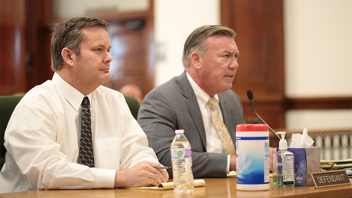 Chad Daybell and his attorney in court