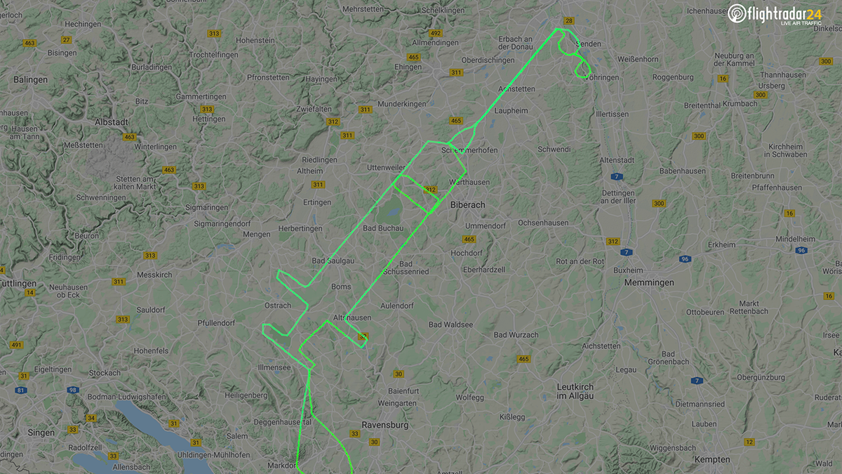 A pilot in Germany traced a giant syringe in the air.