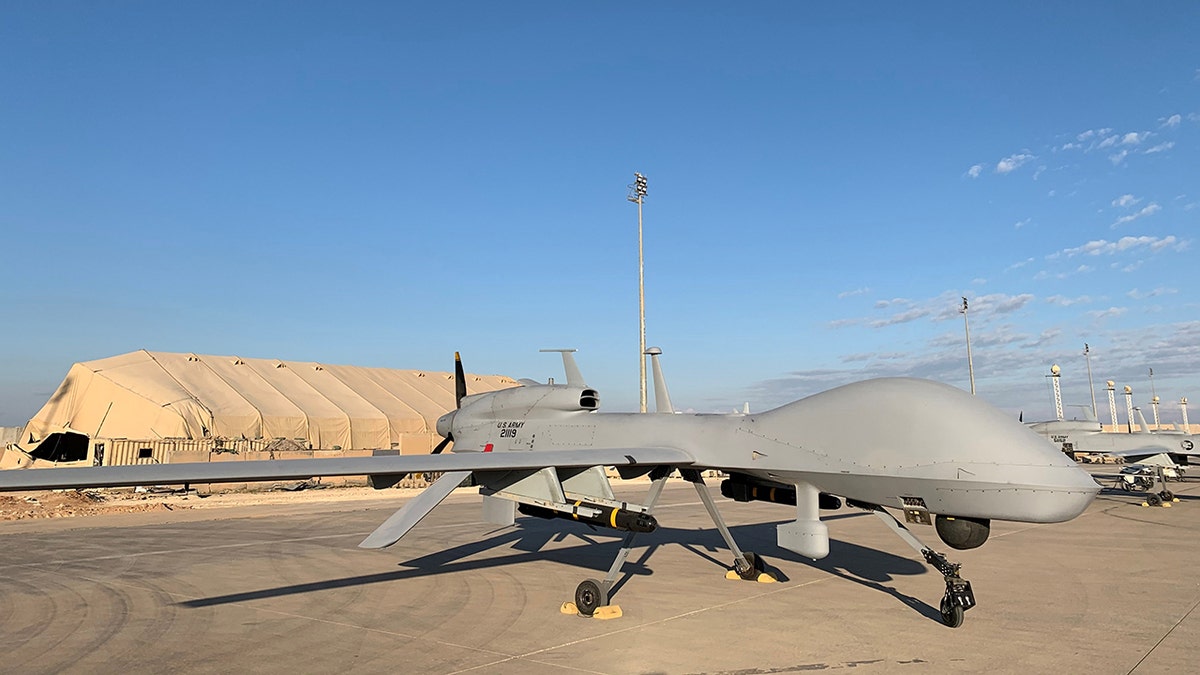 U.S. Army drones are seen at the Ain al-Asad airbase in the western Iraqi province of Anbar, Jan. 13, 2020. (Getty Images)