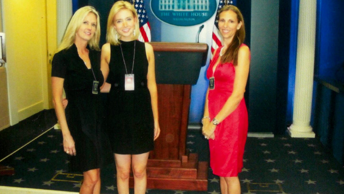 McEnany and her mother and aunt in the White House press briefing room in Spring 2008, during her internship in the Bush White House.