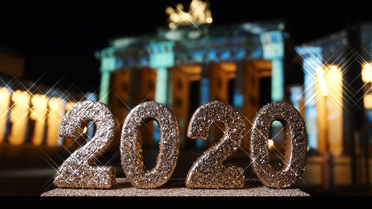 FILE -- Berlin: The number 2020 is in front of the Brandenburg Gate on Pariser Platz in Berlin Mitte. Photo: XAMAX/dpa (Photo by XAMAX/picture alliance via Getty Images)