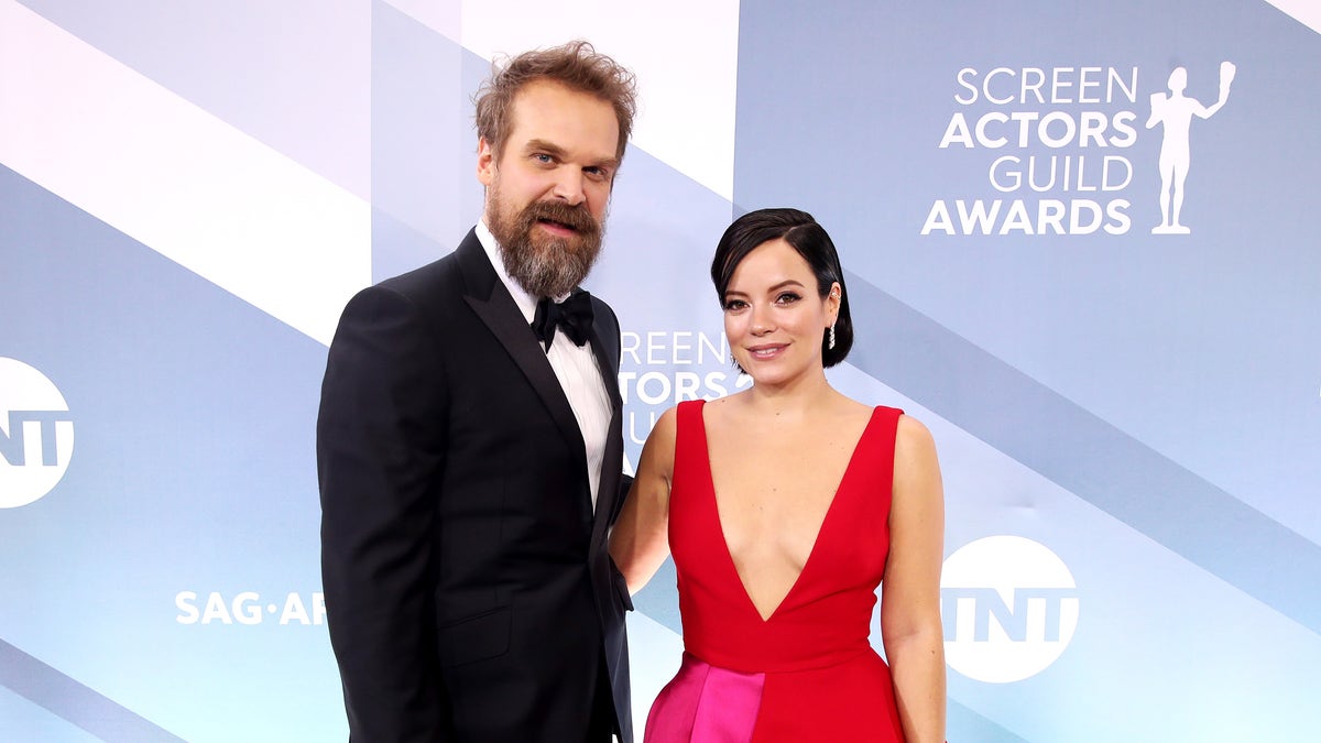 David Harbour and Lily Allen got hitched in September. (Photo by Rich Fury/Getty Images)