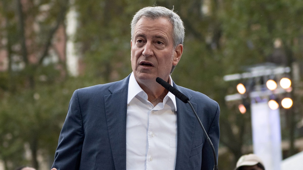 <br>
New York City Mayor Bill de Blasio speaks Nov. 5, 2020 in New York City. (Getty Images)