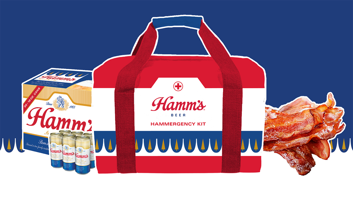 The Hammergency Kits, as they’re called, include a six-pack of Hamm’s beer (redeemable via a pre-paid gift card) and 5 pounds of "restaurant quality" bacon, all contained within a Hamm’s-branded cooler.