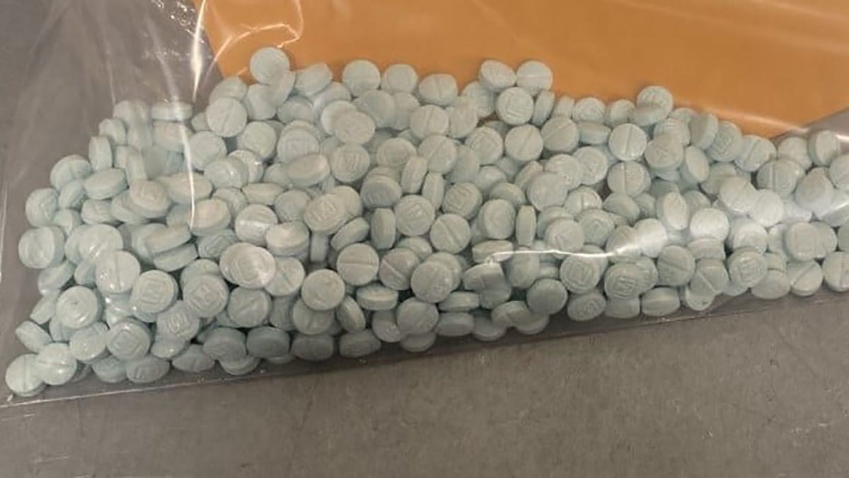 A bag containing 445 fentanyl pills worth an estimated $10,000 inside an Arizona woman's pants, seized by the Yavapai County Sheriff's office.