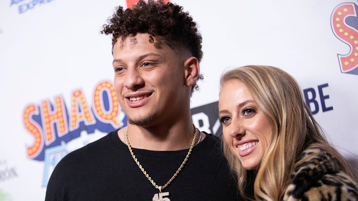 FILE - Kansas City Chiefs quarterback Patrick Mahomes and Brittany Matthews arrive at Shaq's Fun House at Live! at the Battery Atlanta in Atlanta, in this ?Friday, Feb. 1, 2019, file photo.