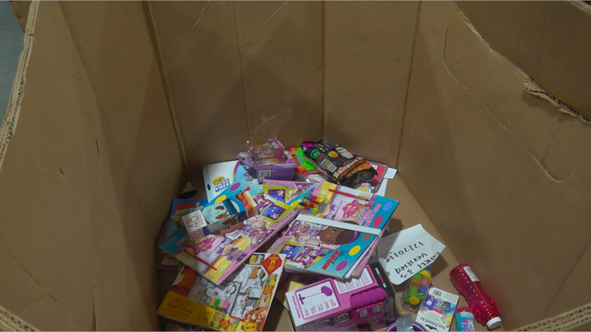 A box for toys that sits almost empty as organizations wait for more toy donations. Source: Fox News