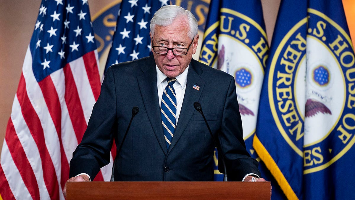 UNITED STATES - JULY 22: House Majority Leader Steny Hoyer, D-Md., speaks during the House Democrats press conference on Wednesday, July 22, 2020, on legislation to remove the bust of bust of Chief Justice Roger Taney and Confederate Statues from the U.S. Capitol.?