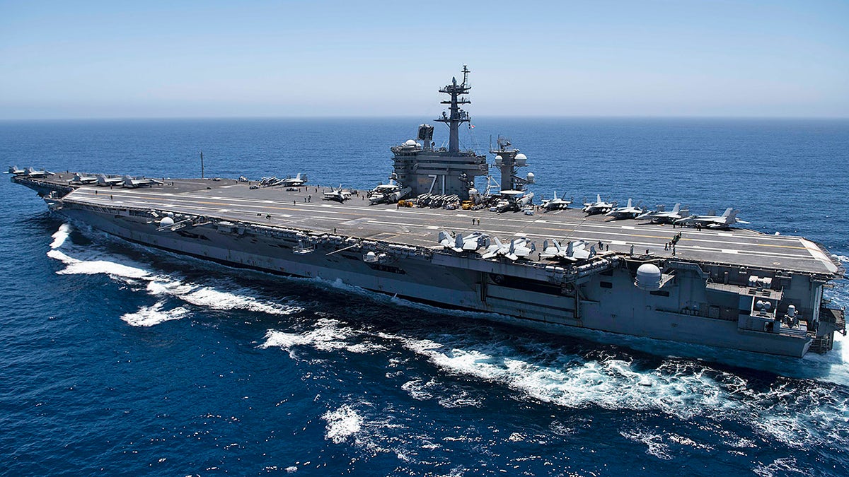 The aircraft carrier USS Theodore Roosevelt (CVN 71) transits the Pacific Ocean. Theodore Roosevelt is conducting routine operations in the Eastern Pacific Ocean. (Photo by U.S. Navy via Getty Images)