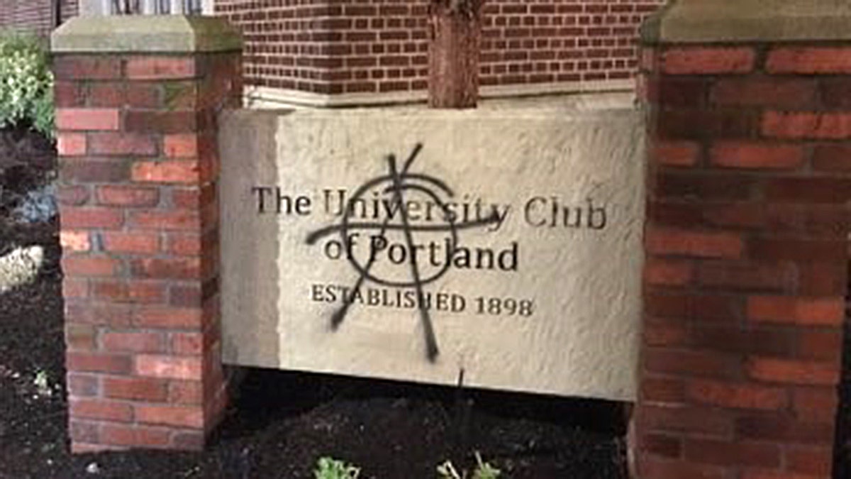The University Club of Portland, one of many properties that was vandalized Wednesday evening. 