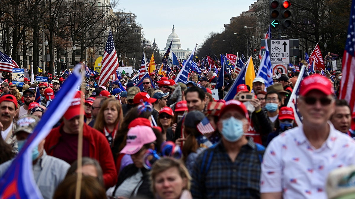 People gather on Pennsylvania Avenue for the "Stop the Steal" rally in support of U.S. President Donald Trump, in Washington, U.S., December 12, 2020. (Reuters)