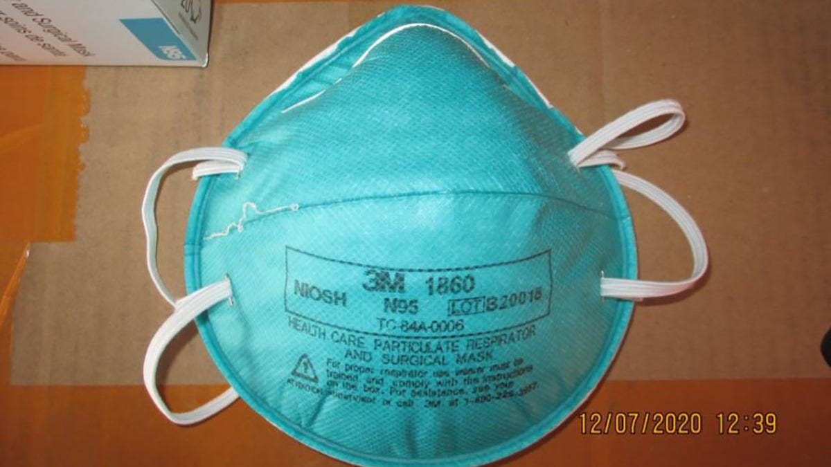 N95 masks that were destined for a hospital on the East Coast where medical workers are fighting on the front lines of the coronavirus pandemic in December 2020.