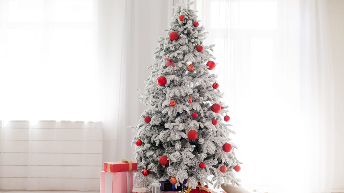 Christmas Home Interior with White Christmas tree