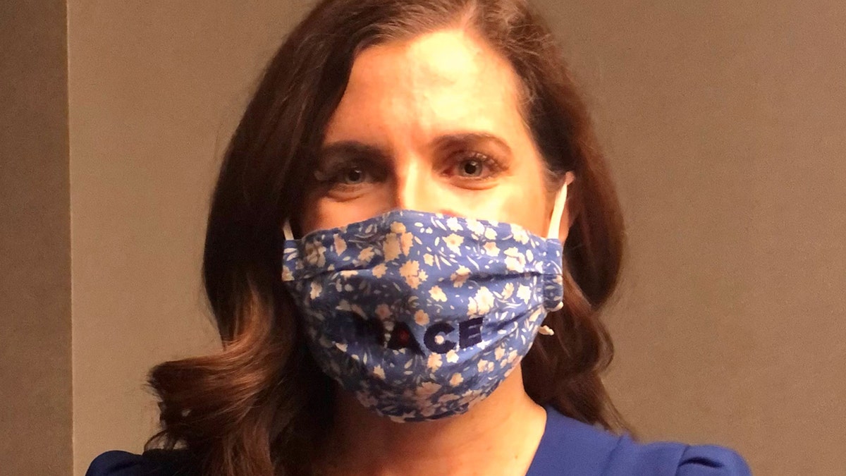 Rep.-elect Nancy Mace, R-S.C., in one of her signature "MACE" masks. (Marisa Schultz/Fox News)