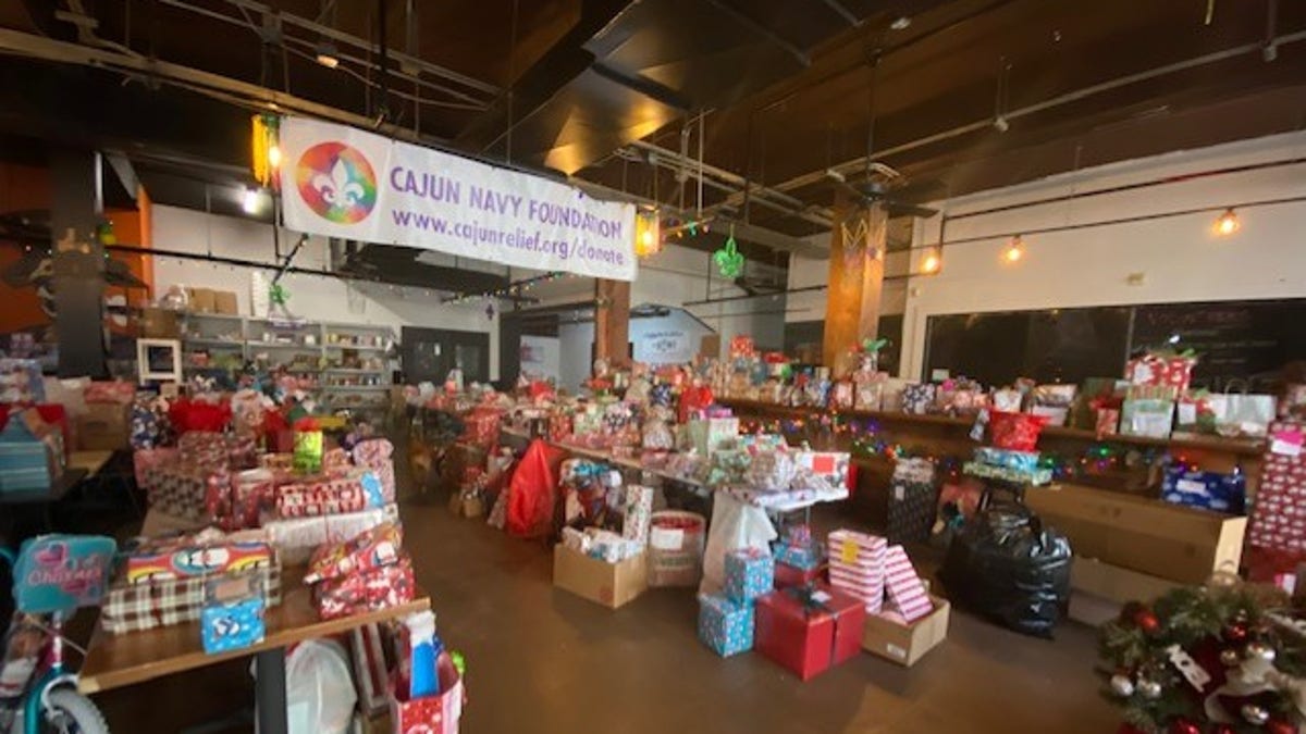 The Cajun Navy Headquarters quickly turns into Santa's workshop as they collect Christmas gifts for kids in need.