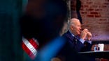 President-elect Joe Biden speaks during a virtual meeting with members of his national security and foreign policy agency review teams at The Queen theater, Monday, Dec. 28, 2020, in Wilmington, Del. (AP Photo/Andrew Harnik)