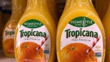 SAN RAFAEL, CA - OCTOBER 29: 52 ounce bottles of Tropicana orange juice are displayed on a shelf at a grocery store on October 29, 2018 in San Rafael, California. With a seasonal shortage of oranges and grapefruit, U.S. based orange juice makers, including Tropicana and Minute Maid, have downsized their bottles from 59 ounces to 52 ounces without lowering the price of the product. (Photo by Justin Sullivan/Getty Images)