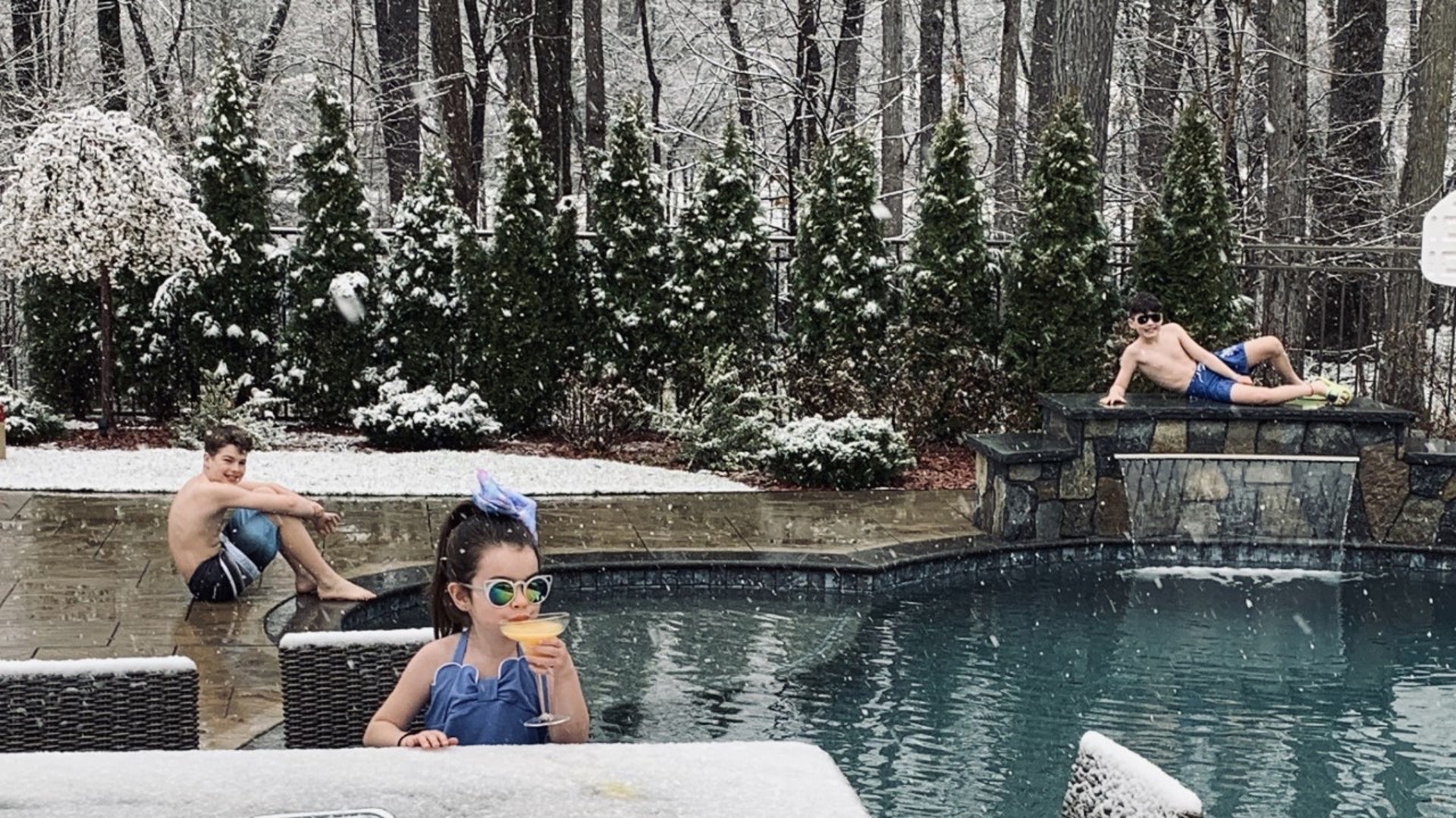 Good morning! Our family, like so many others, weathered a challenging 2020! We thank god every day for our children, Luke, Zachary and Bonnie, as they help us to find joy and humor during these tough times. This photo was taken in late April in Andover, MA, the morning after we opened our pool to wake up to a surprise New England snowstorm. Building snowmen in bathing suits sums up the strangeness of 2020. Merry Christmas to all and Happy New Year!