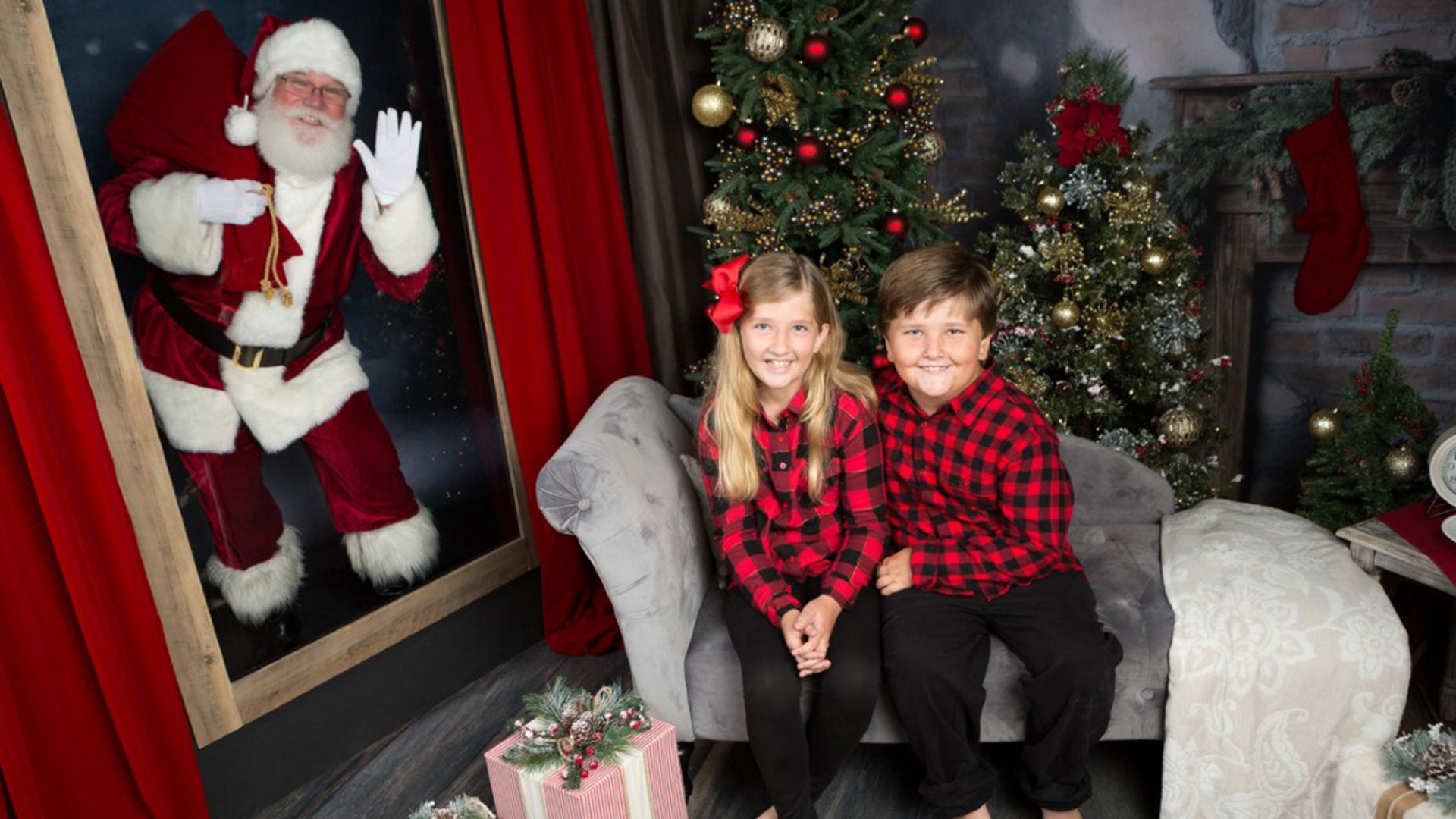 Elizabeth and William getting an unexpected visit from Santa.