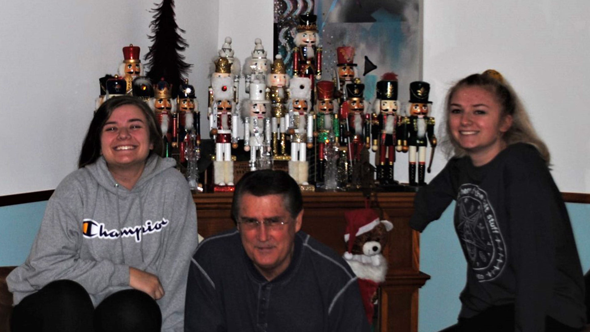 Hello Folks. Attached is a photo of me with my granddaughters. Every November, after thanksgiving, for the past 18 years, we go shopping for a nutcracker together. I am thankful we were still able to do it this year as it is one of our favorite family traditions. The bringing out of the nutcrackers when we all decorate the Christmas tree along with the hot cocoa with whipped cream and candy cane stir is a tradition that brings back so many memories.... Sheldon Murr, with Hayley and Alyssa
