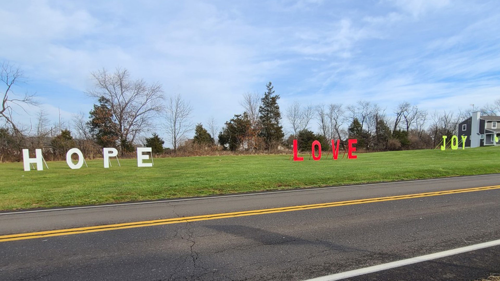 Hi- Thought I would send along a photo of our Christmas display at our Headquarters in Harleysville, PA. Our radio studios and offices are the building in the photo. It’s a simple display but we receive lots of nice comments from the community about it.
