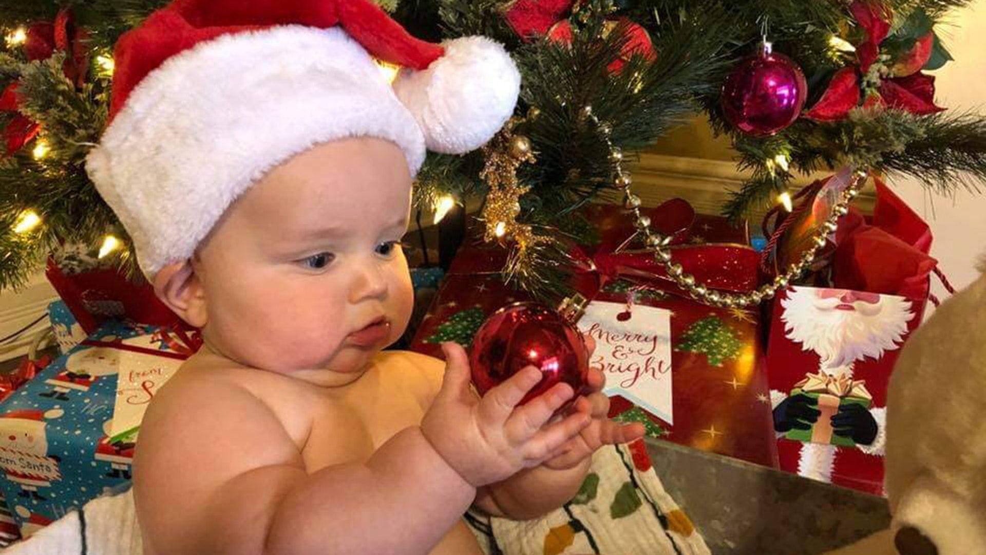 Baby Nelson admiring the decor for his 1st Christmas
