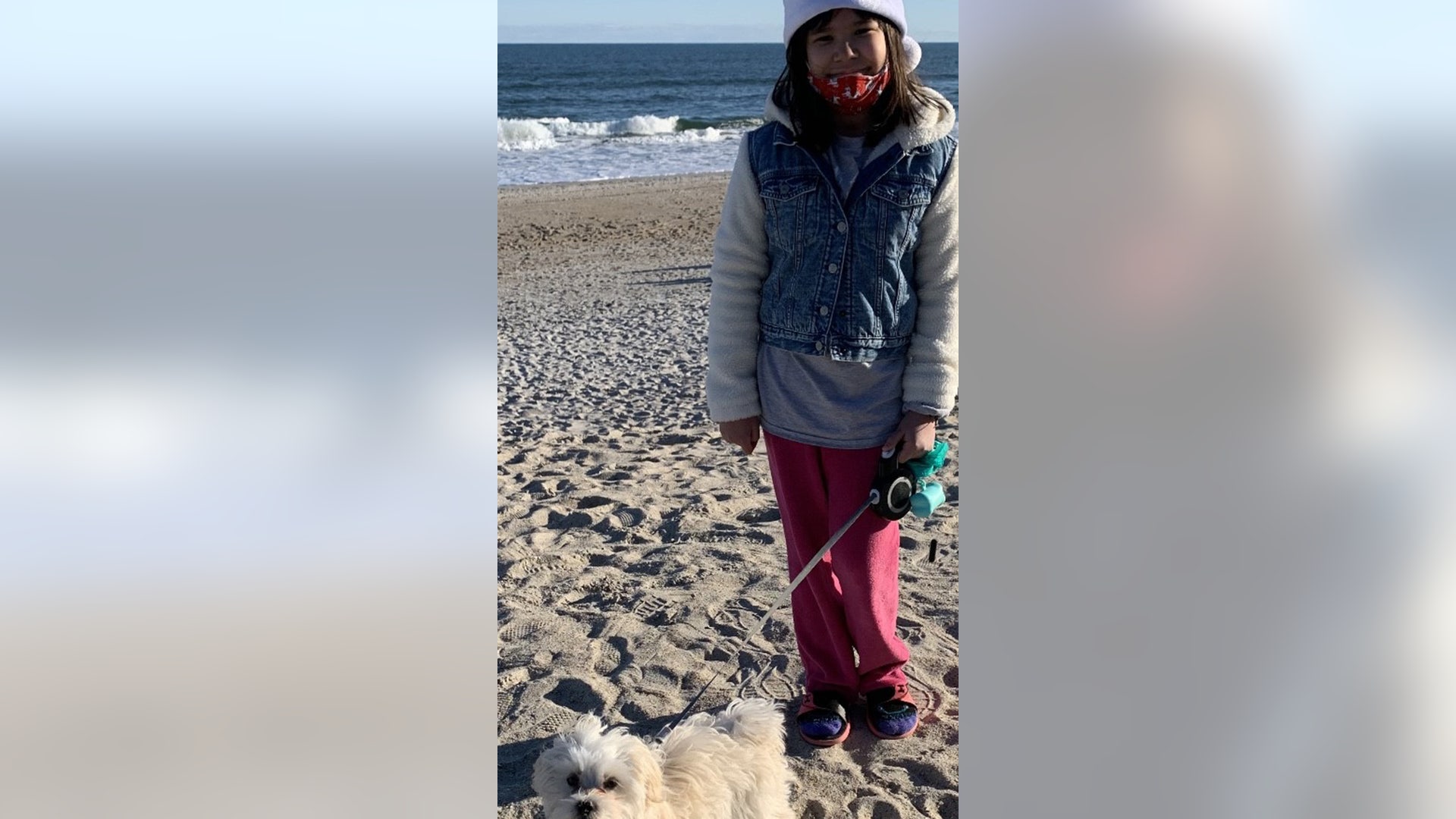 Taking Scooby out for a brisk walk on Wrightsville Beach! Happy Christmas and New Year to all! Love, Athenae G.