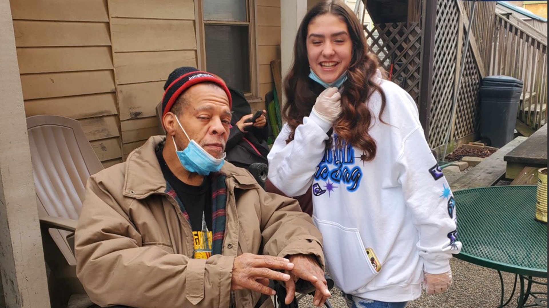 The 13 year old and I (we had 2 friends with us this time) have gone to Joseph House (for homeless or addicted veterans) and gave out blankets, toothbrushes, socks, deodorant, snacks and other items. We have guardianship of the 13 year old, Georgia Voegele. She asked for money for her birthday Dec 20 so we could buy items to hand out. We take pics so she can put it on her social media stories. She is amazing. This was the third time we have done this.