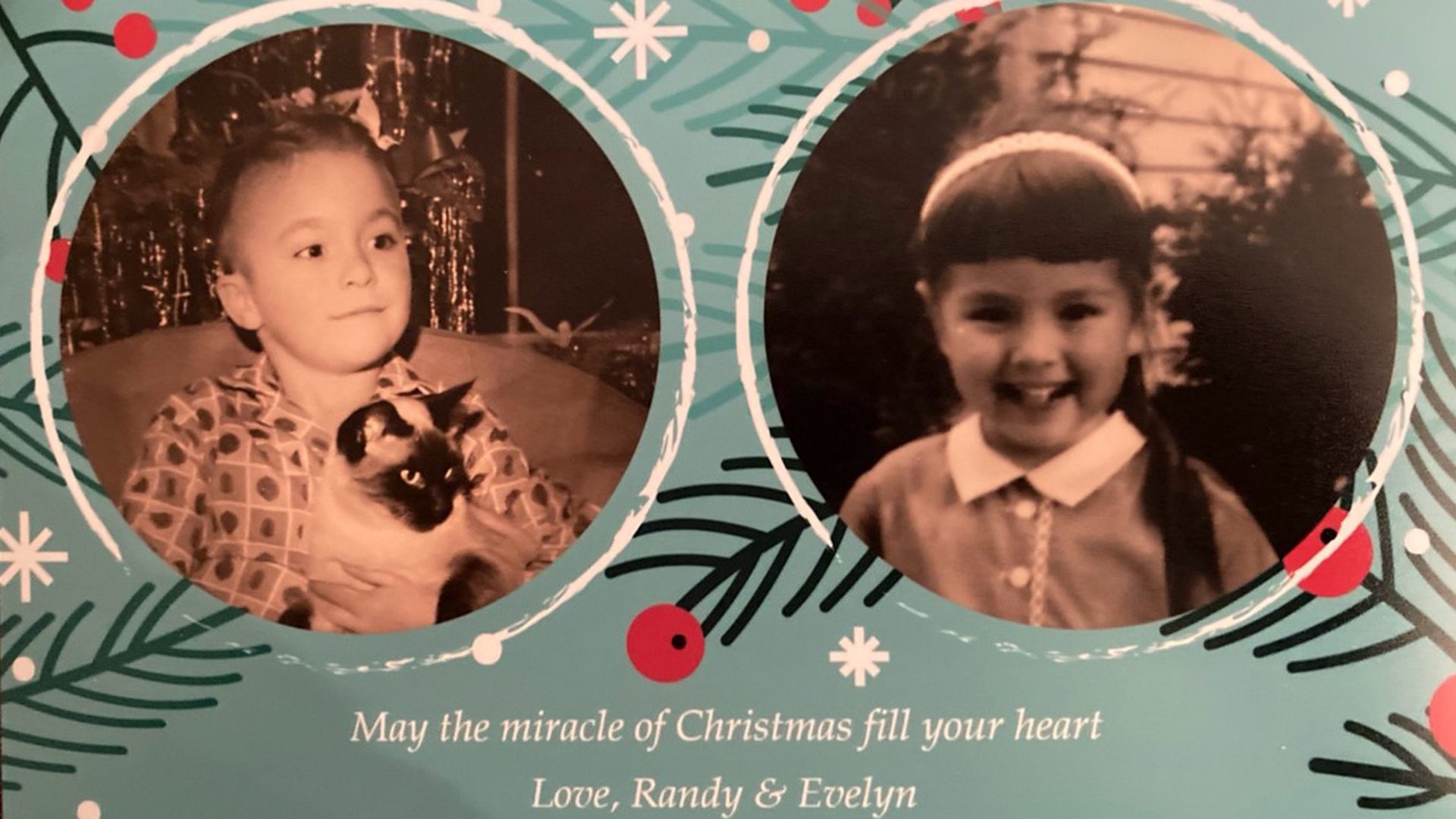 My husband &amp; I have been married for 40 years this year! So we decided to change up our holiday greeting card this year with a black &amp; white Christmas photo of us in 1963 BEFORE we ever met each other in 1973 &amp; then stared dating in high school in 1976. Our friends and family LOVE our card so much that they want to do this next year. (Did we start a new trend......?) Hahaha!😂 Anyways, hope you select our "old folks" photo. Feel free to photo shop out the ‘greeting’ if needed. Merry Christmas &amp; Happy Holidays! Sincerely, Randy &amp; Evey Bushman - The young 62 year olds!