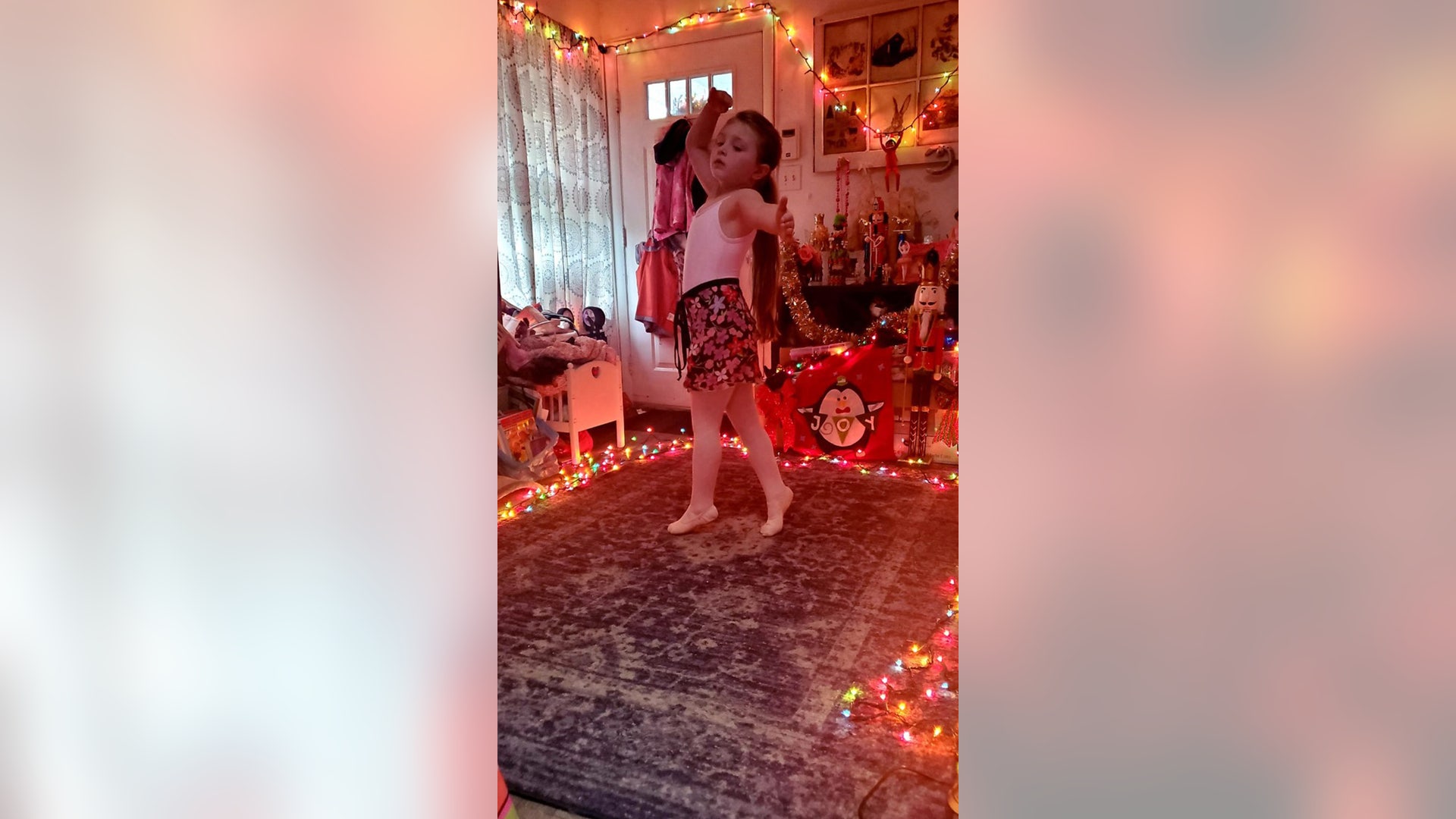 Thanks to Covid restrictions our daughter had to have her Christmas ballet recital via Zoom. So my wife made her a holiday themed stage at home.