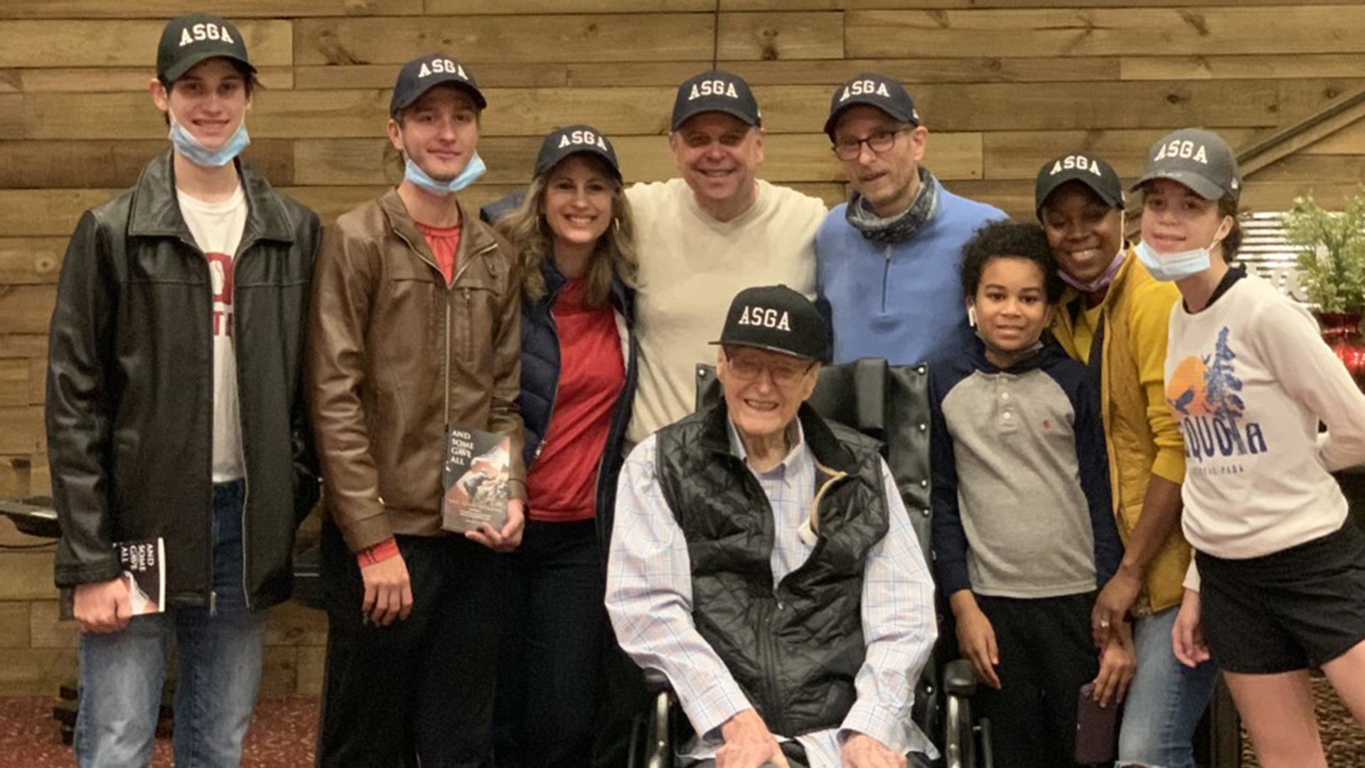 Braswell Deen, Jr., age 95, and family celebrating Christmas and completion of his World War II memoir (And Some Gave All) regarding the Battles of Peleliu and Okinawa. Merry Christmas to All Who Gave All!