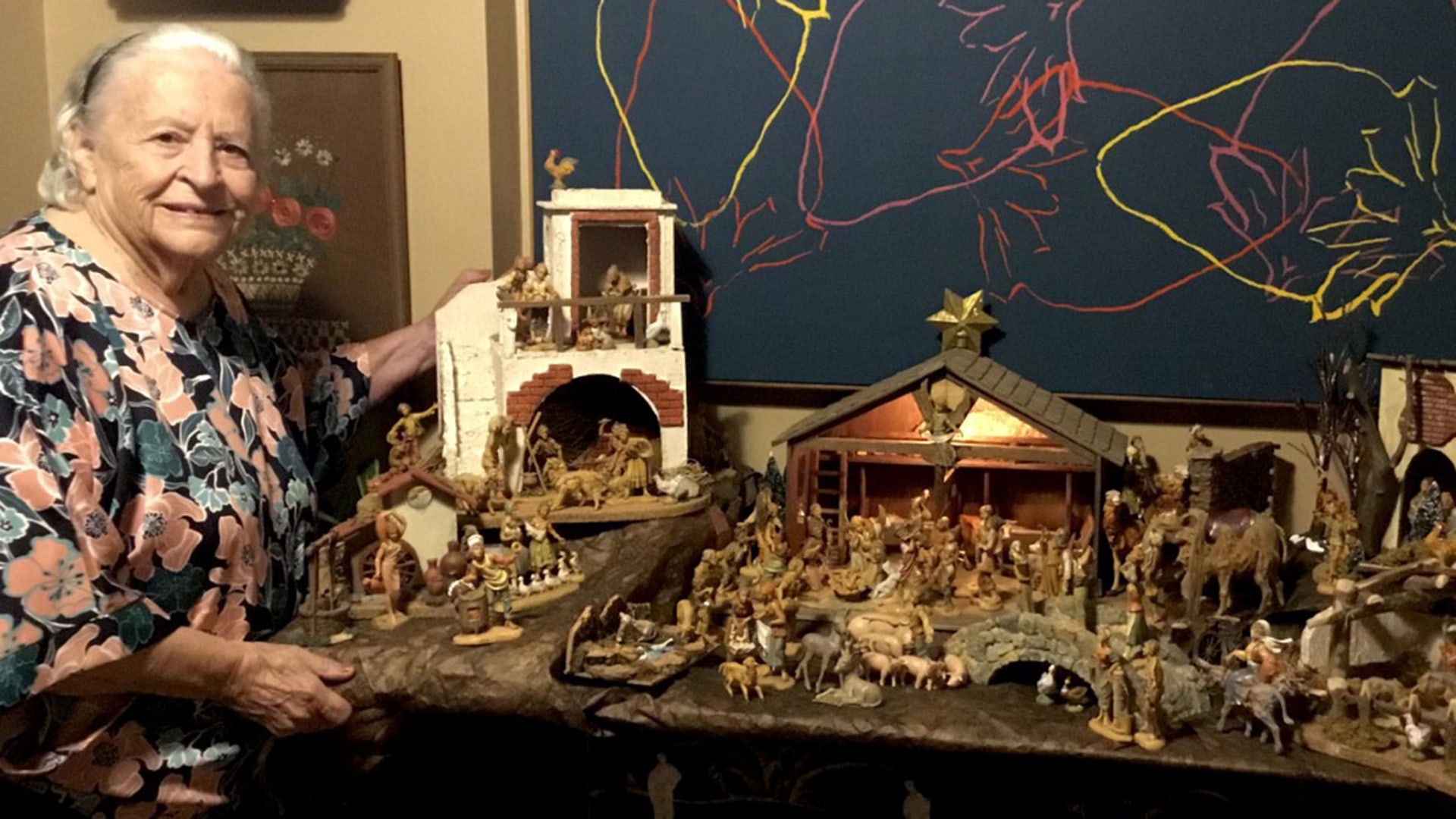 Yuletide Greetings Fox News, I’m Grandma Norma. I have been making this Nativity for the past 40 years. Every year that passes I never find myself alone at Christmas because of the 100 little people and their animals that reside in my Nativity. I originally purchased the Fontanini Nativity in a little shop in the Piazza della Signoria in Florence and I have been adding to it with every passing year. I look forward to setting it up early so I can enjoy it until the Epiphany. Now, I want to share it with the Great Fox News and all of the Great Fox Viewers across America. I’m wishing you all a Merry Christmas and I am looking forward to continue to make my Nativity for at least the next 40 years. Best Wishes to All. Norma Gregorio