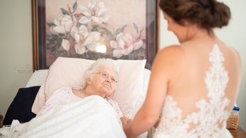 Bride stages first look with grandmother in hospice before wedding day
